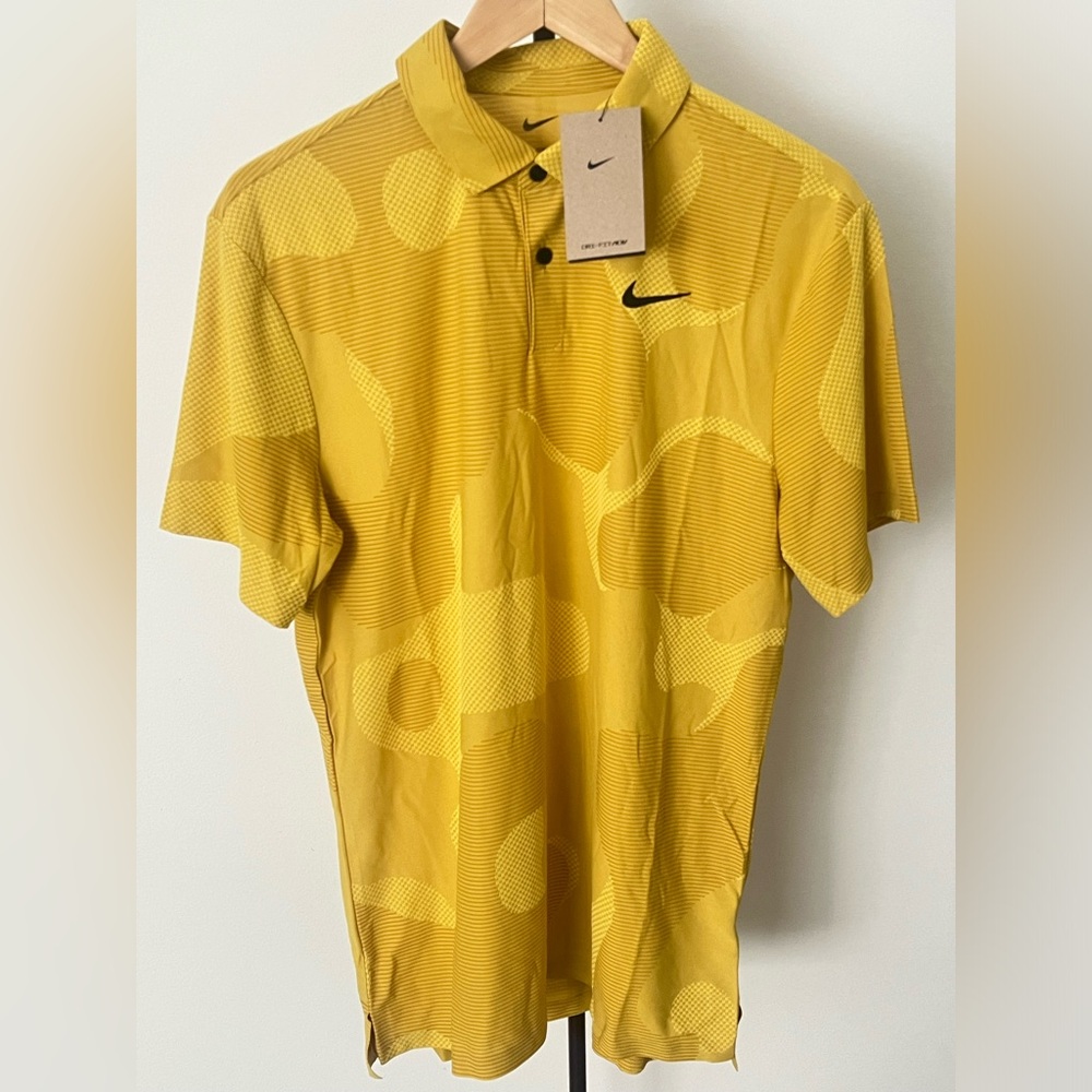 Nike Dri-FIT ADV Tour Golf Polo Mens M Mustard Yellow Camo DR5312-772 NWT ($105)